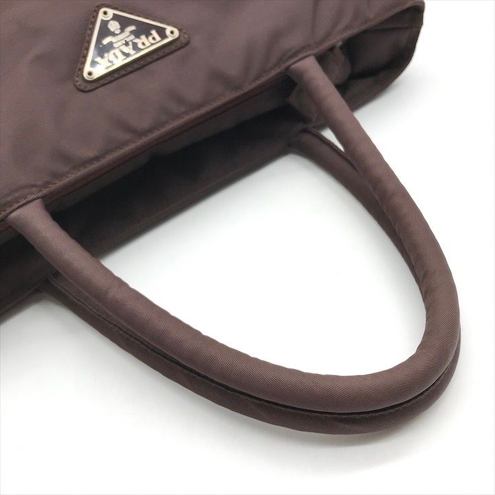 PRADA プラダ テスート ナイロン ハンドバッグ ブラウン 三角ロゴプレート 良品 PRADA プラダ テスート ナイロン 三角ロゴ プレート ハンド