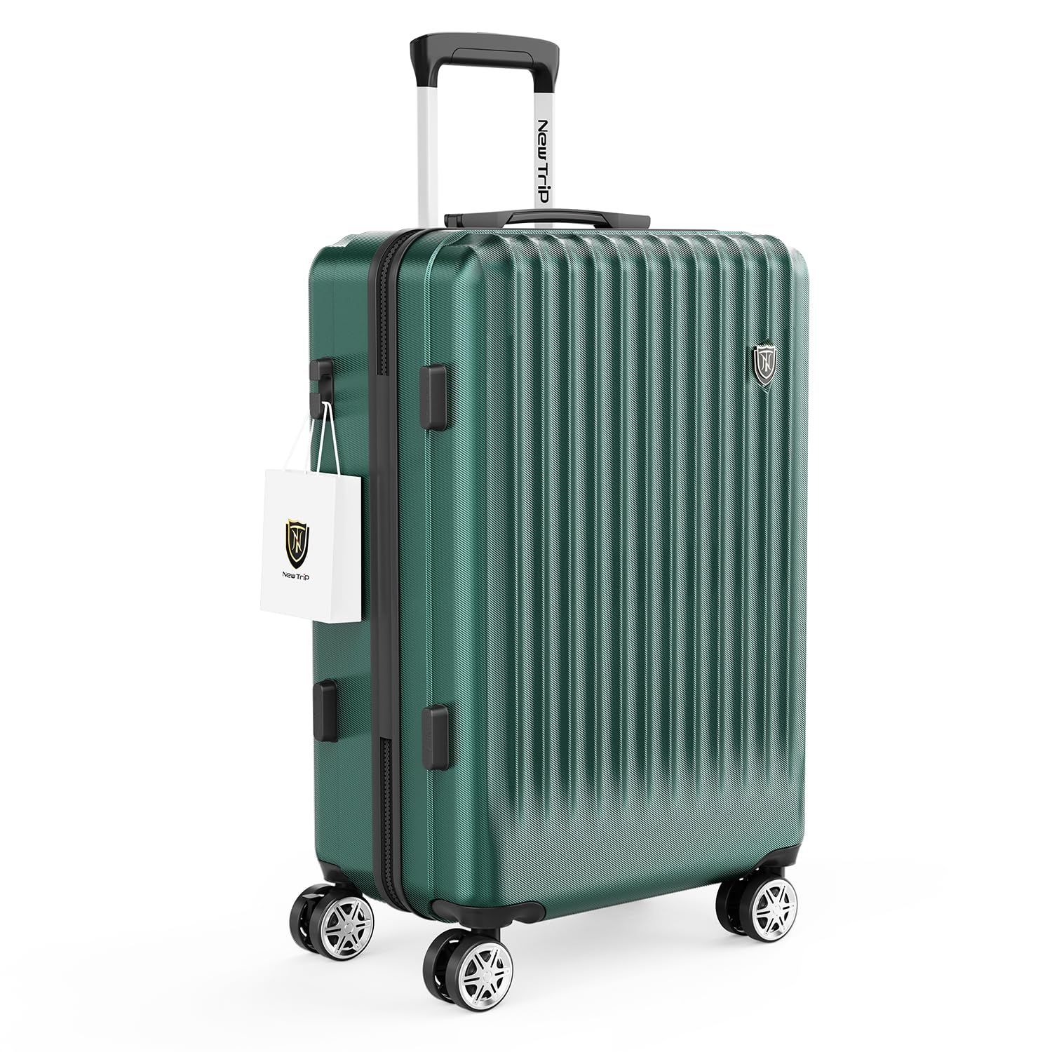 New Trip スーツケース キャリーケース ストッパー付き 機内持ち込み 軽量 大型 S|M|Lサイズ キャリーバッグ 耐衝撃 大容量 ファスナータイプ 静音 ダブルキャスター TSAロック 海外 旅行 ビジネス 出張 グリーン Mサイズ |4～7泊