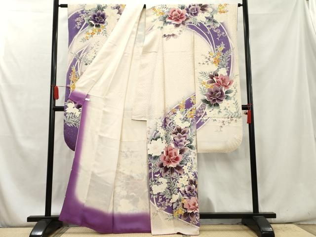 平和屋着物□豪華振袖 草花文 暈し染め 金彩 正絹 逸品 AAAY0985cs  