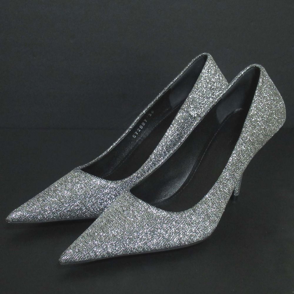 ♥ BALENCIAGA バレンシアガ SQ.KNIFE スクエアナイフ ポインテッドトゥ パンプス 572887 サイズ36 23cm相当 シルバーカラー レディース 古着