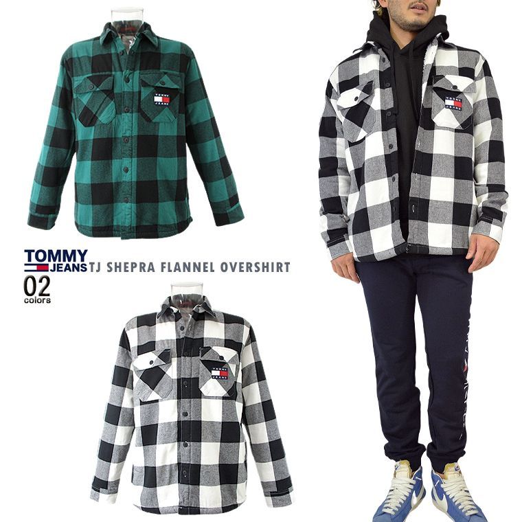 TOMMY JEANS トミージーンズ裏ボアオーバーチェックシャツtommy