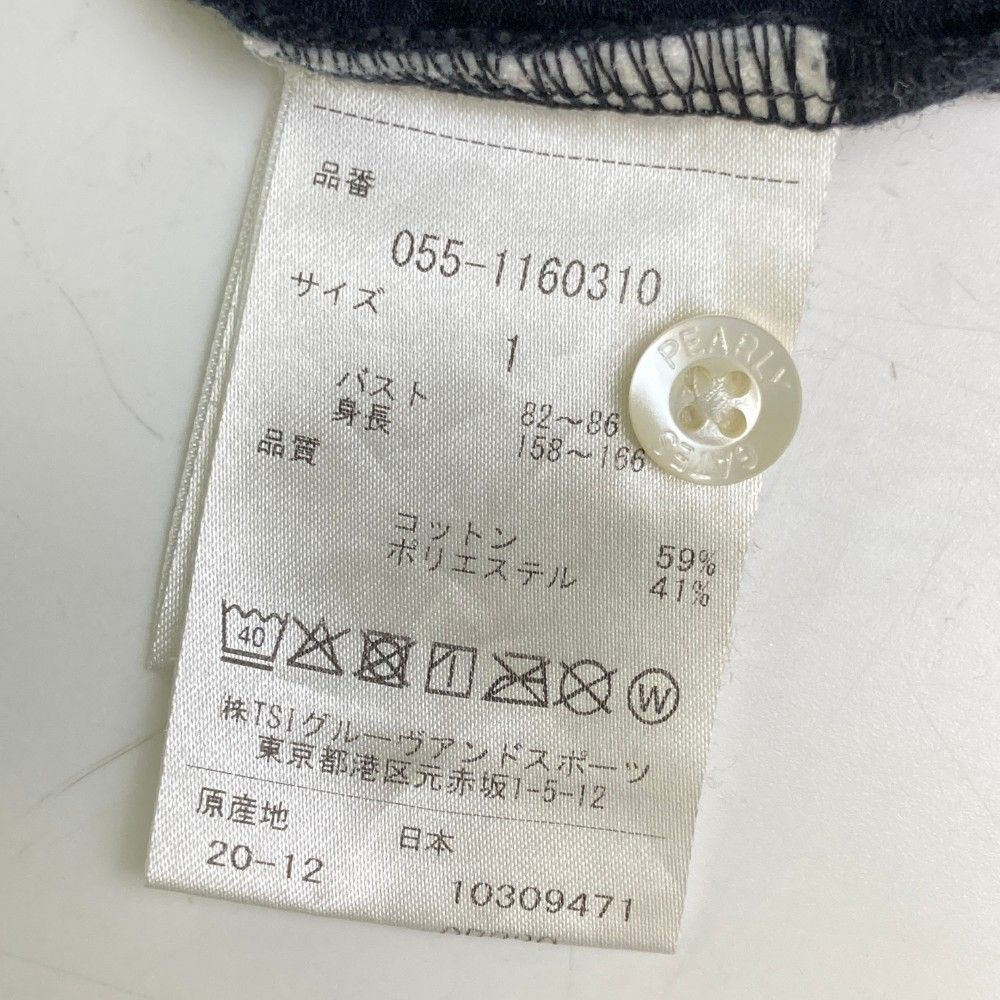 サイズ：1 PEARLY GATES パーリーゲイツ  シアサッカー 半袖ポロシャツ ロゴ柄 ネイビー系 [240101434704] ゴルフウェア レディース ストスト サイズ：1 PEARLY GATES パーリーゲイツ シアサッカー 半袖