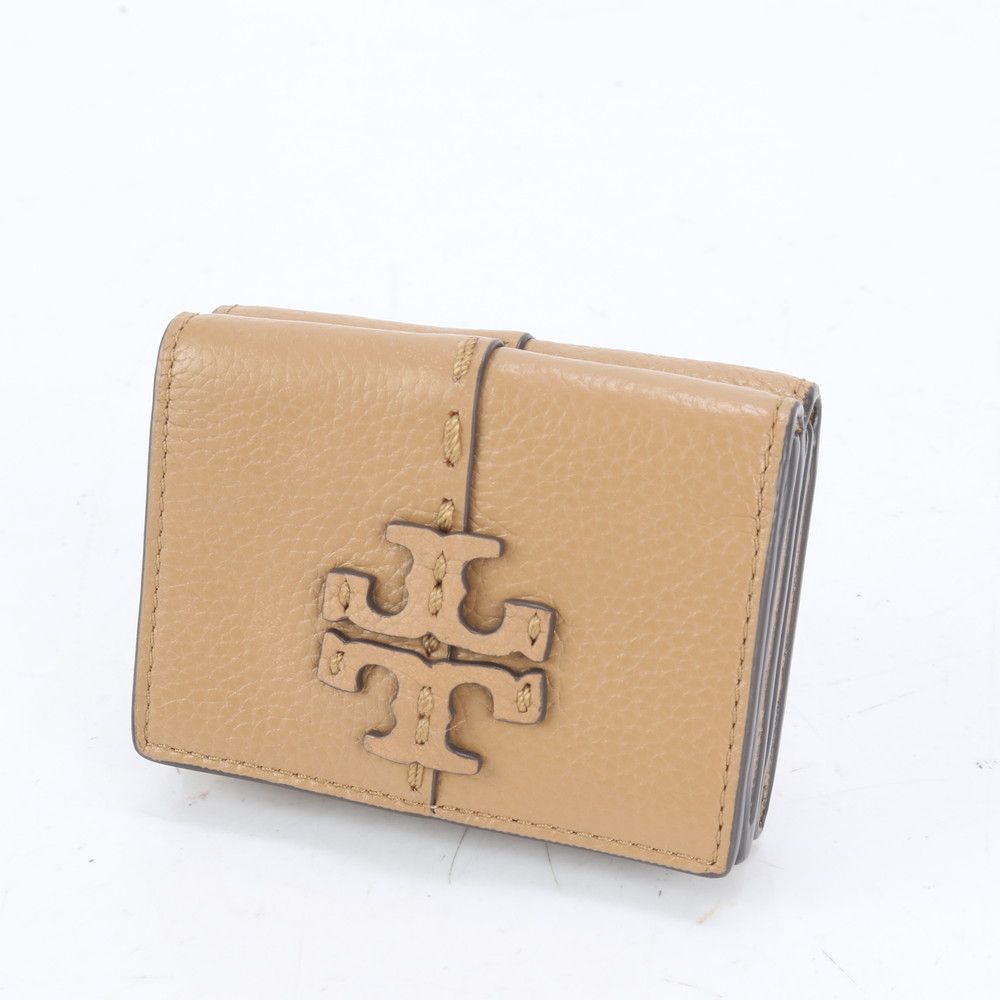 トリバ―チ TORY BURCH 三つ折財布 ステッチ ベージュ 比較的美品
