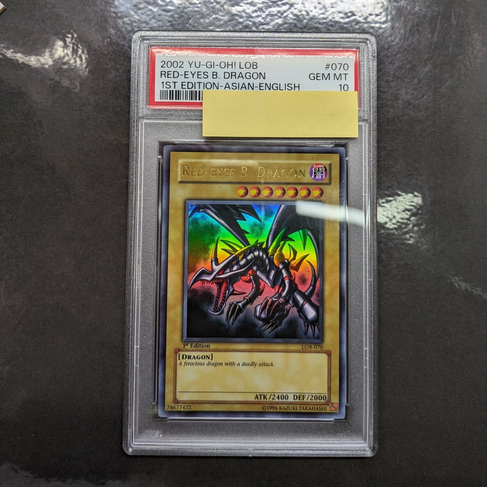遊戯王 PSA10 アジア版 真紅眼の黒竜 LOB-070 1st Edition A001