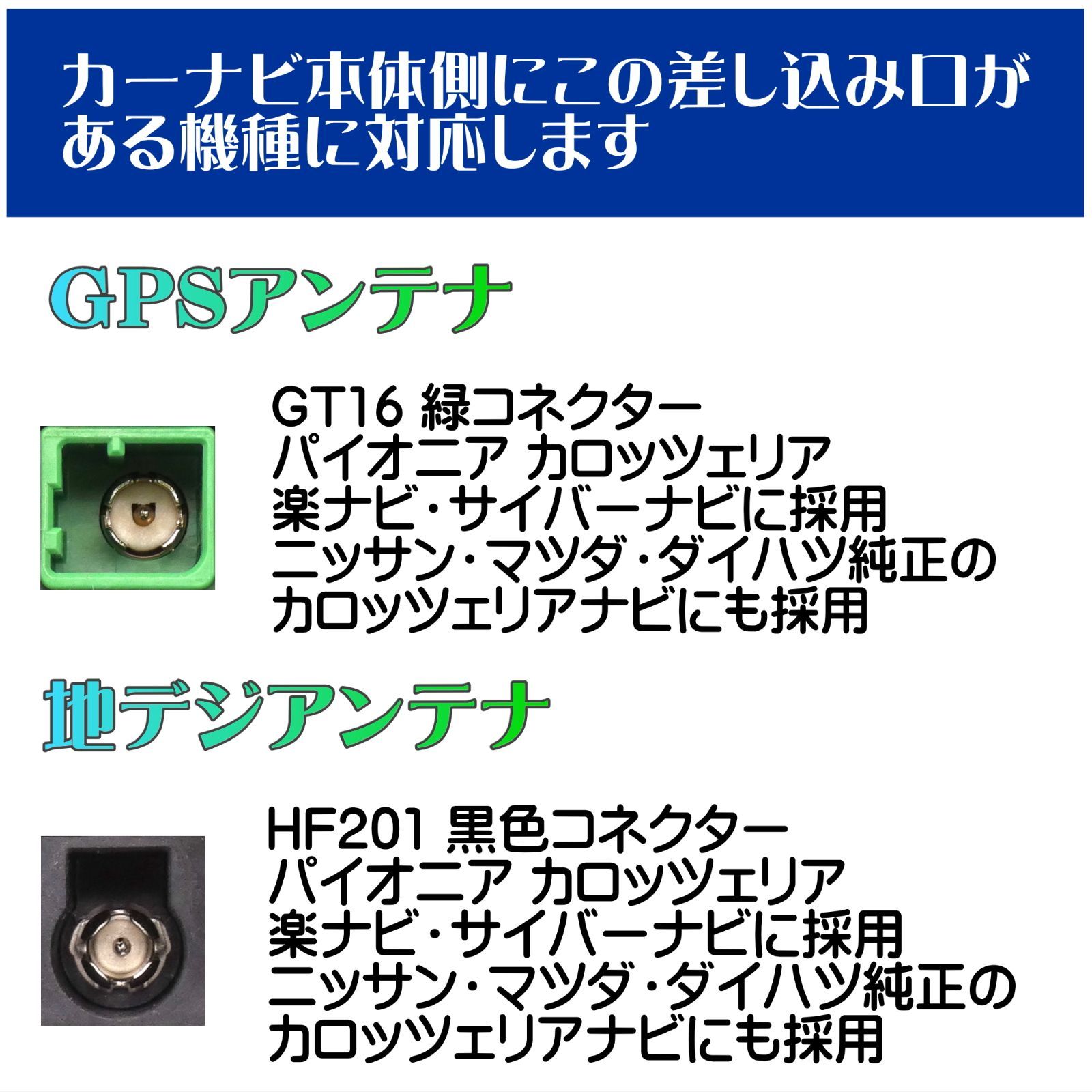 カロッツェリア カーナビ GPS 一体型 フィルムアンテナ アンテナコード セット GT16 HF201 - メルカリ