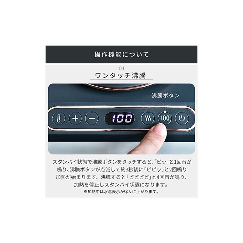 山善] 電気ケトル 電気ポット 0.8L (消費電力 1200W / 温度調節