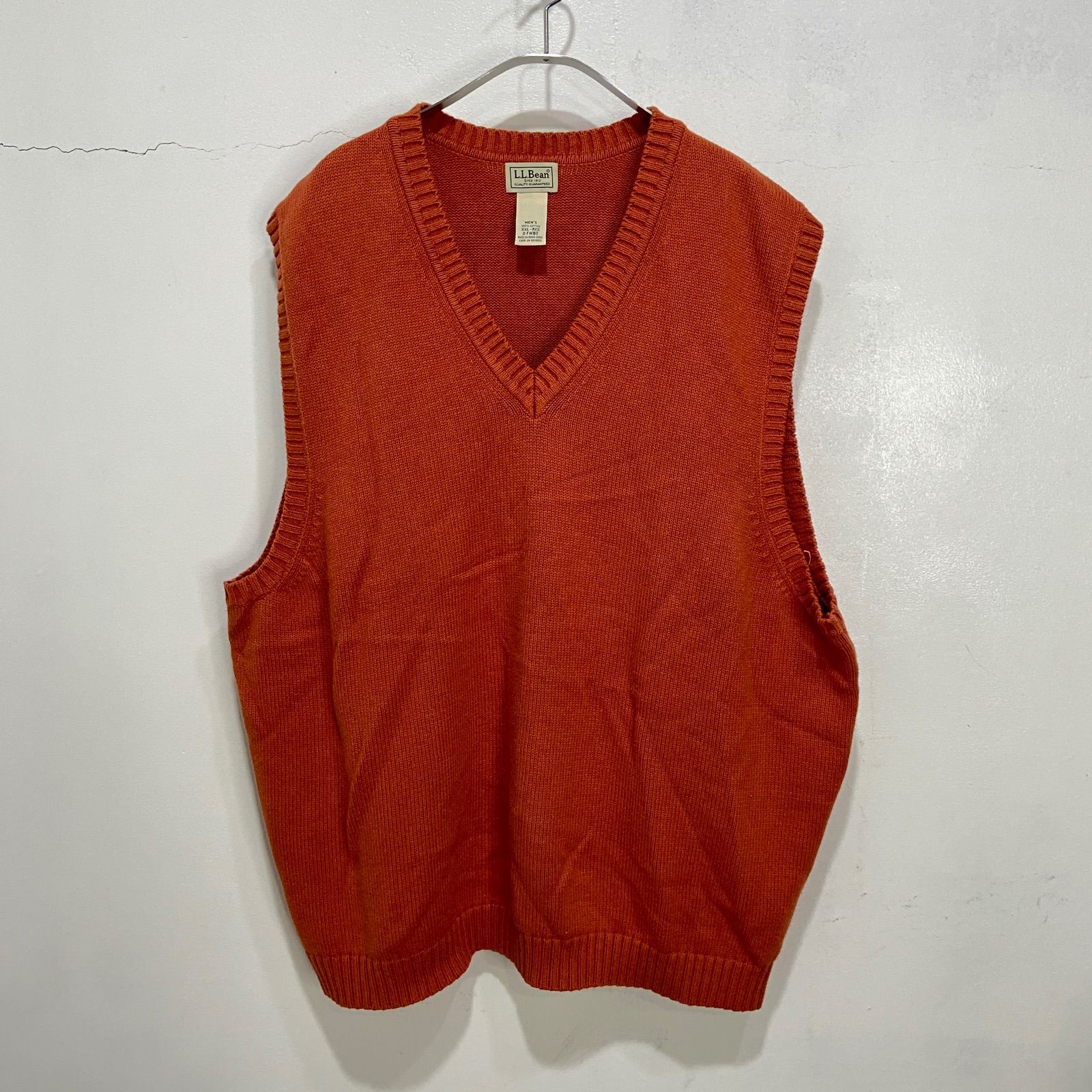 ☆L.L.Bean☆エルエルビーン☆Vネックコットンニットベスト☆ビッグ 