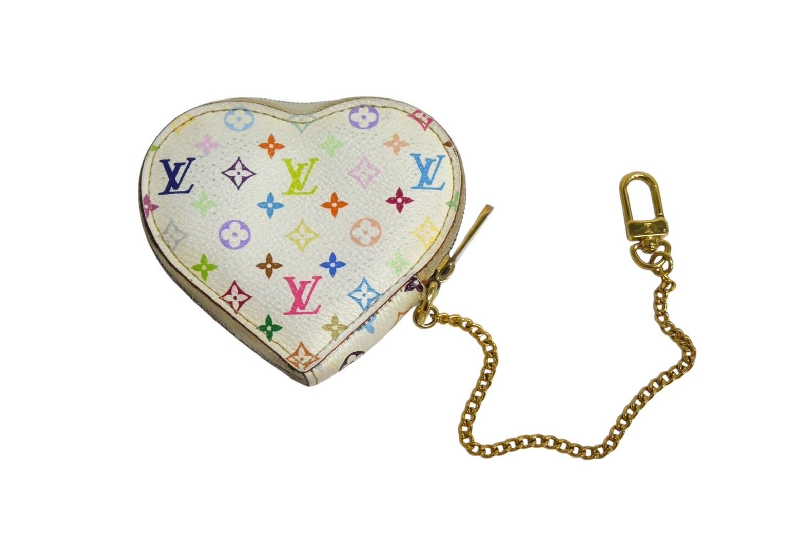 LOUIS VUITTON ルイヴィトン 村上隆 コインケース M60040 ポルトモネ クール ハート モノグラムマルチ ホワイト 4b000762