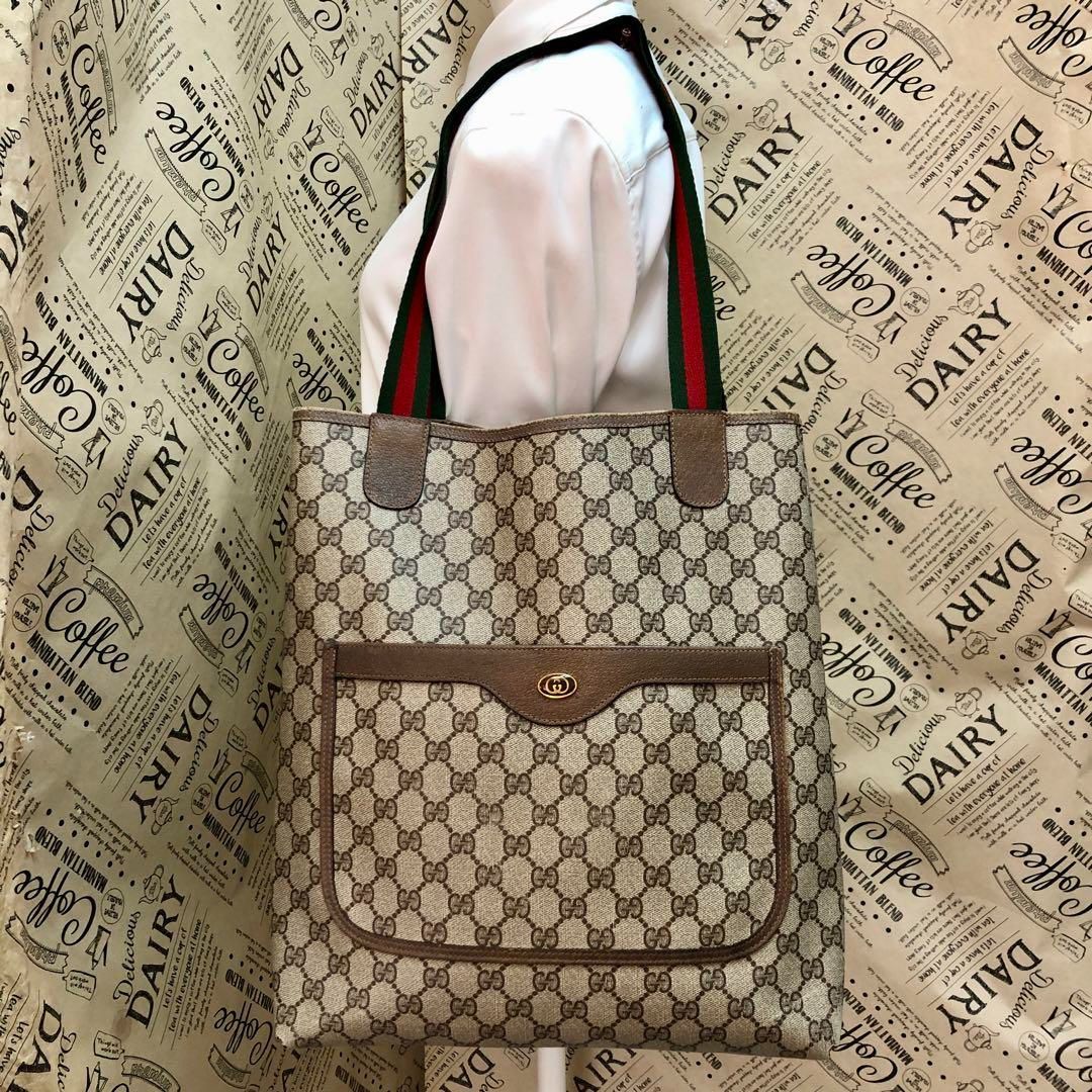 オールドグッチ トート ビジネスバッグ 縦 シェリー GG FW43