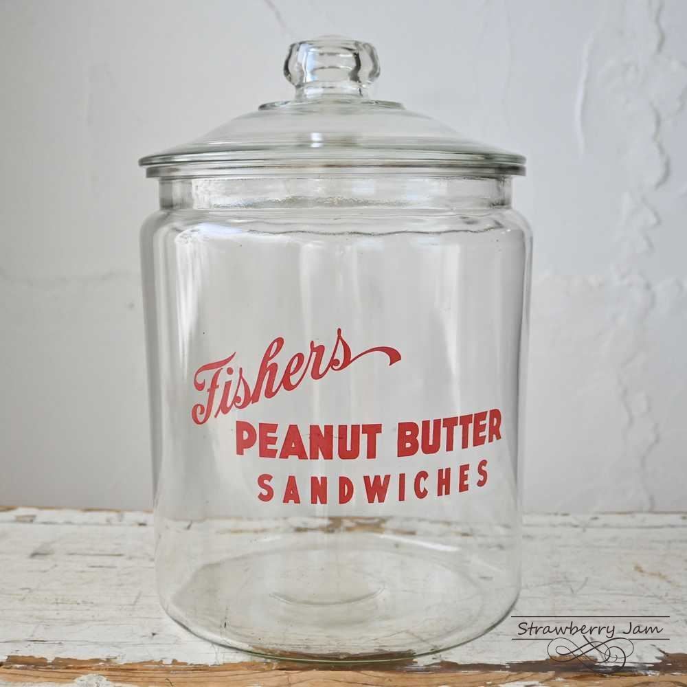 IKI-560 アメリカヴィンテージ ガラスジャー ピーナツバター お米入れ