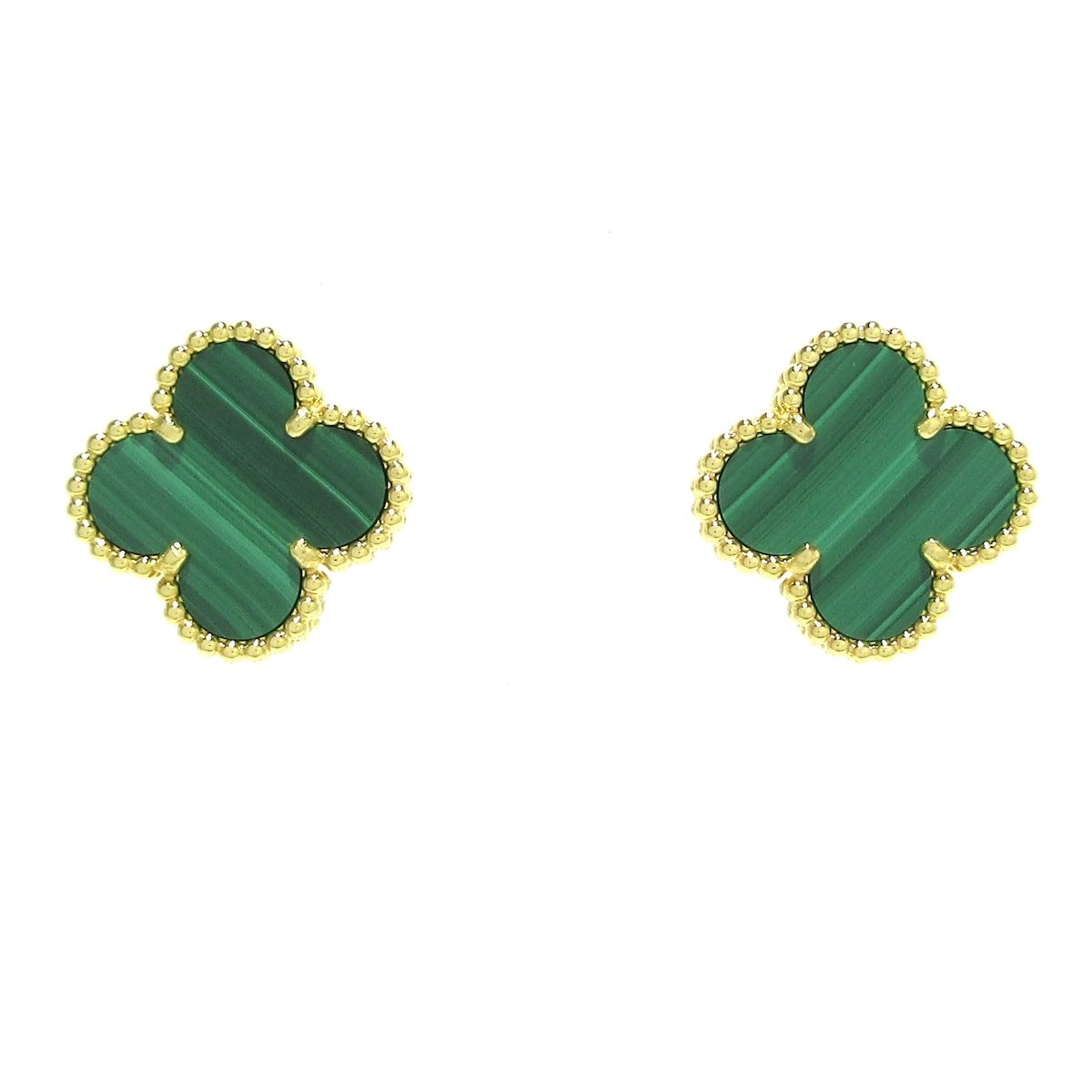VanCleef u0026 Arpels(ヴァンクリーフu0026アーペル) ピアス美品  ヴィンテージアルハンブラ VCARO3QL00 K18YG×マラカイトt クリップタイプ