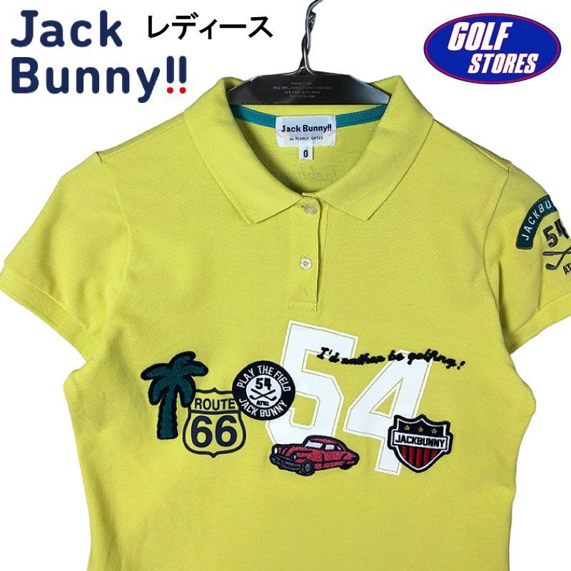 355cm身幅JACK BUNNY ジャックバニー  半袖ポロシャツ ワッペン  ブルー 0