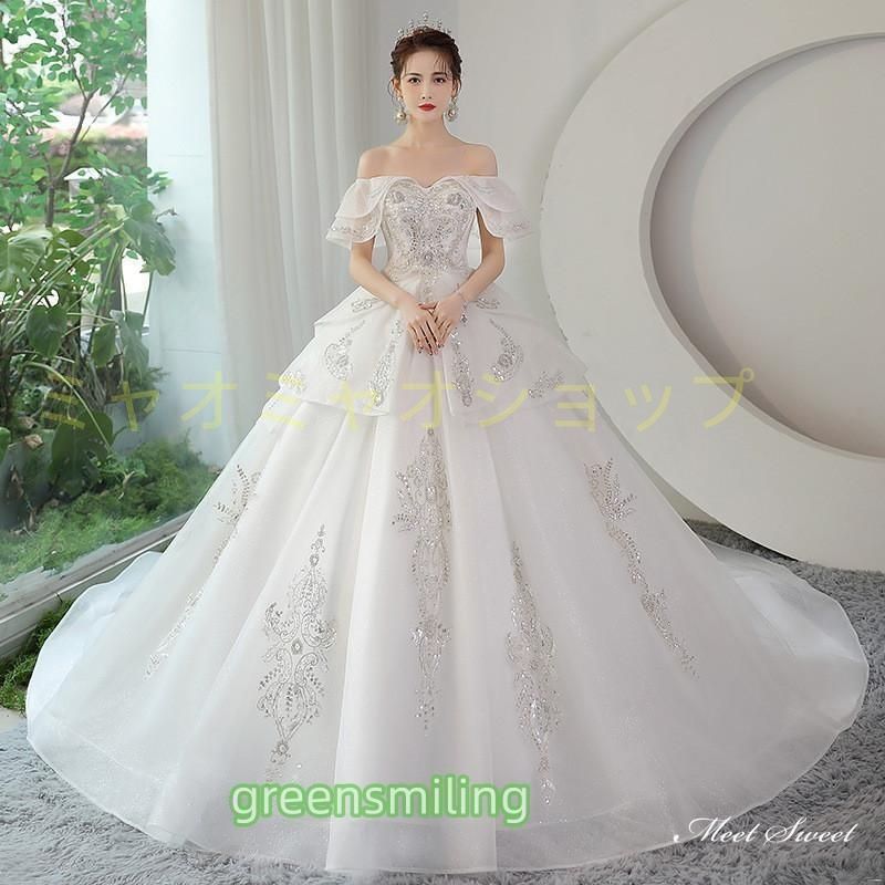 ウェディングドレス オフショルダー プリンセスドレス 白 リボン袖 オシャレ キレイめ ロングドレス 花嫁ドレス ホワイトドレス 結婚式ドレス ウェディングドレス ロングドレス プリンセスラインドレス オフショルダー 二次会 結婚式 前撮り 花嫁 ウエディングドレス チュール 挙式 ブライダル  ウェディングドレス ロングドレス プリンセスラインドレス オフショルダー 二次会 結婚式 前撮り ドレス 花嫁 ウェディングドレス