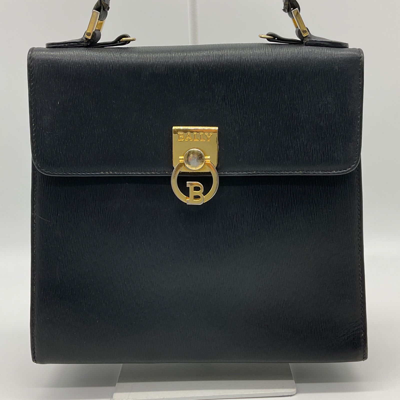 BALLY バリー ハンドバッグ ブラック レザー ロゴ金具 ゴールド金具 フォーマル ケリー風 【中古】BCランク 2_137 - メルカリ