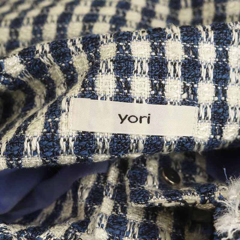yori新品セーラーリボンギンガムツイードジレ ヨリ yori 25SS セーラーリボンギンガムツイードジレ ベスト F