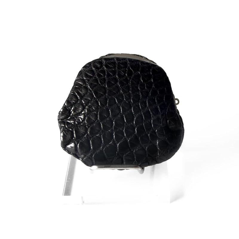 ラクジュ Laquju かばん屋さんの手作り 本革 クロコダイル ミニ コインケース ブラック