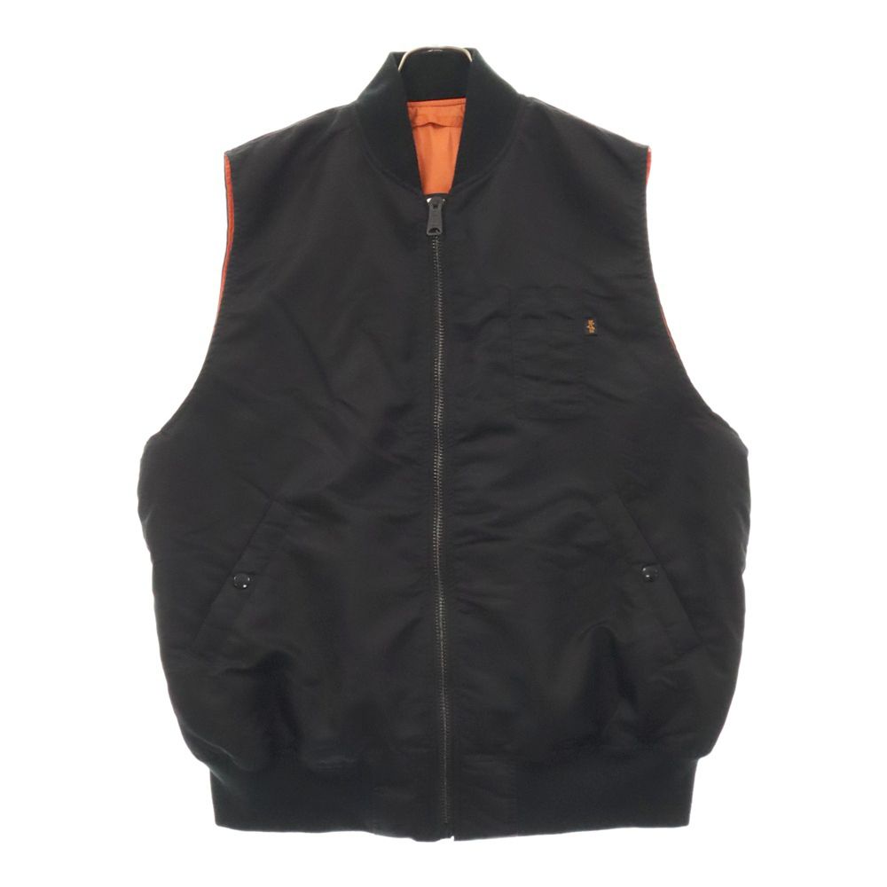ALPHA INDUSTRIES (アルファ インダストリーズ) MA‐1 ジップアップ リバーシブル ダウンベスト ブラック/オレンジ TA1687‐001