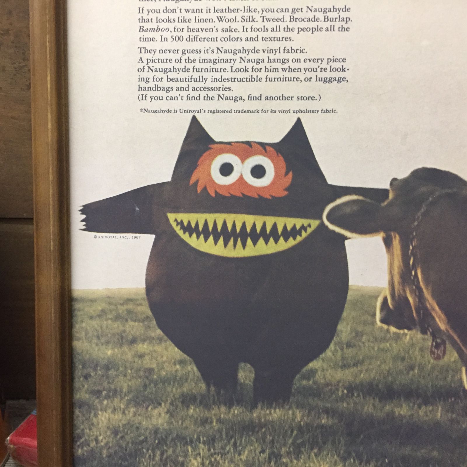 Nauga ナウガハイド レトロポスター B4額縁付き ◇ 複製広告 ノーガ