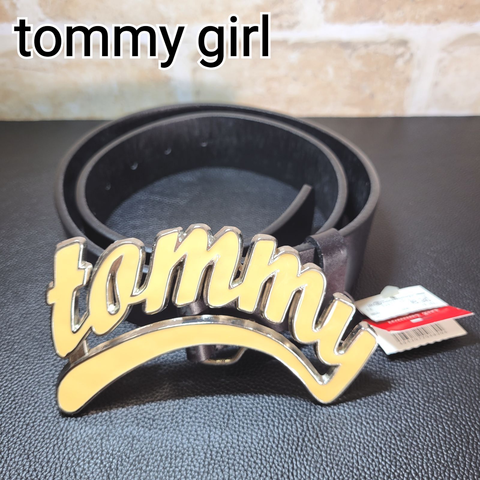 美品】tommygirl トミーガール バックル レザーベルト 革 ブラック 黒