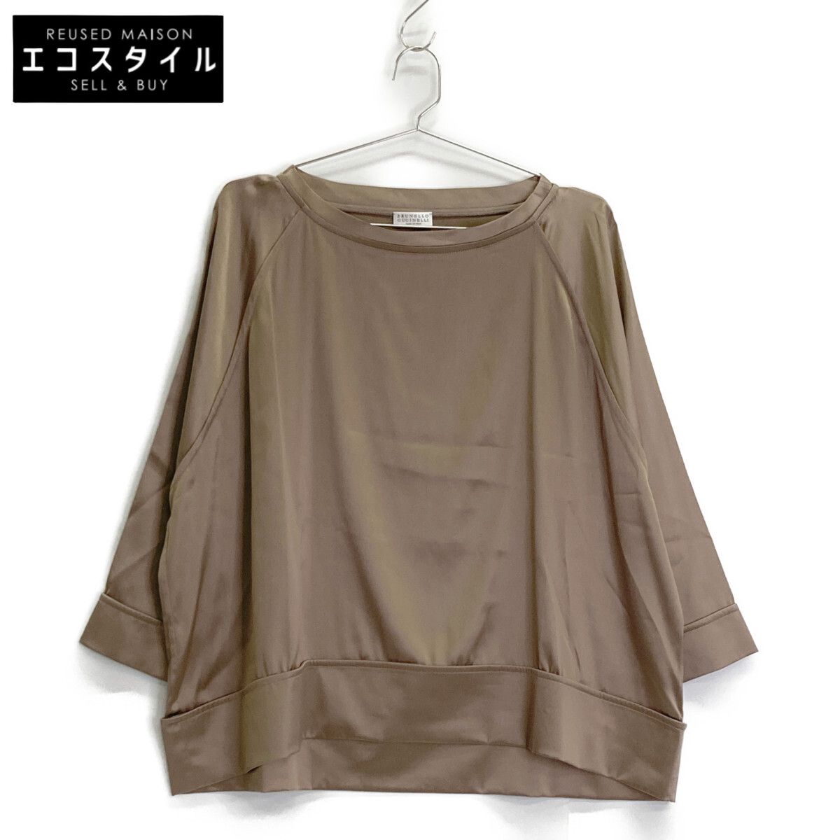 BRUNELLO CUCINELLI ブルネロクチネリ ﾌﾞﾗｳﾝ ｼﾙｸ 光沢 Tｼｬﾂ S