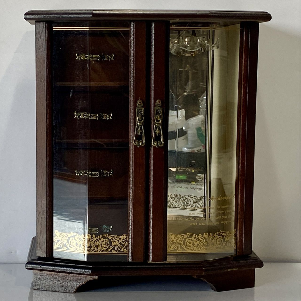 木製 ジュエリーボックス オルゴール 愛の賛歌 (管理番号：OKU9056/E3