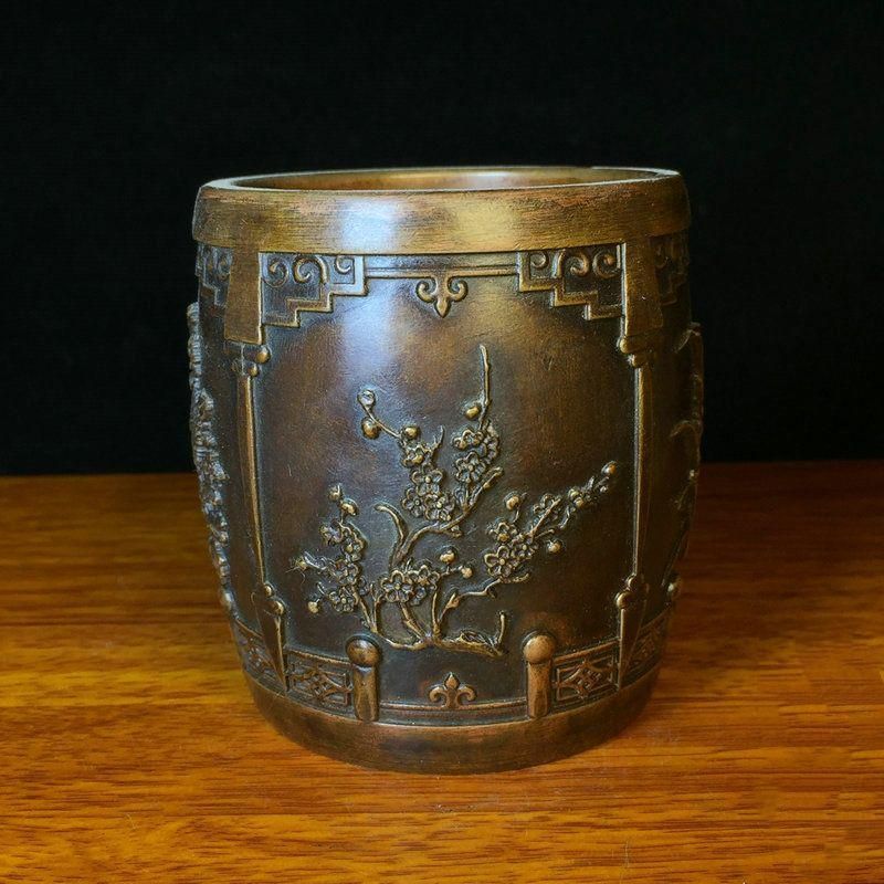 銅器 文房四宝 梅蘭竹菊筆筒 書道具 文房具 装飾品 工芸品 置物 銅器 文房四宝 梅蘭竹菊筆筒 書道具 文房具 装飾品 工芸品 置物