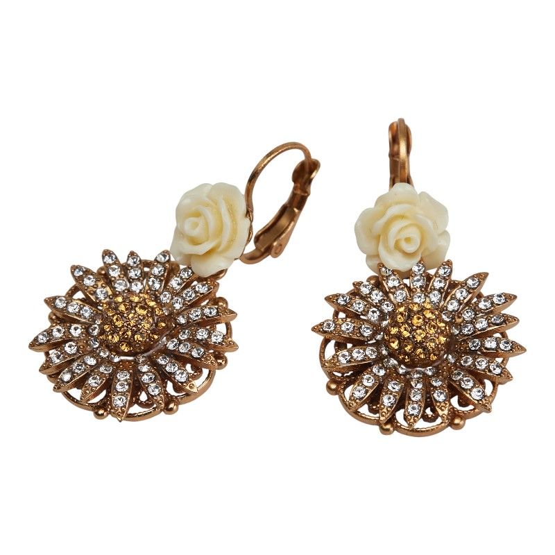 ドルチェアンドガッバーナ 花 フラワー モチーフ ゴールド メッキ ラインストーン レディース DOLCE-GABBANA 1-0234943