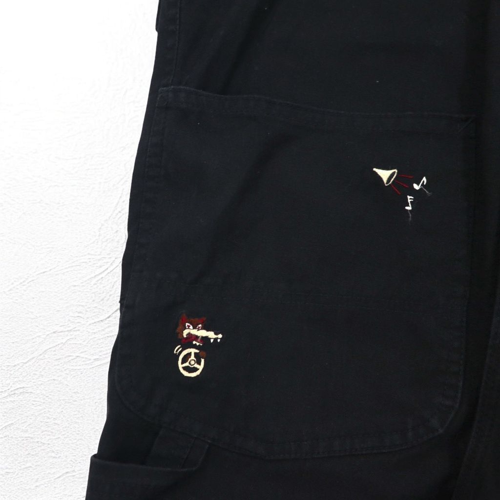 WEIRDO オーバーオール M ブラック WOLF BAIT-OVERALL コットン GROWN