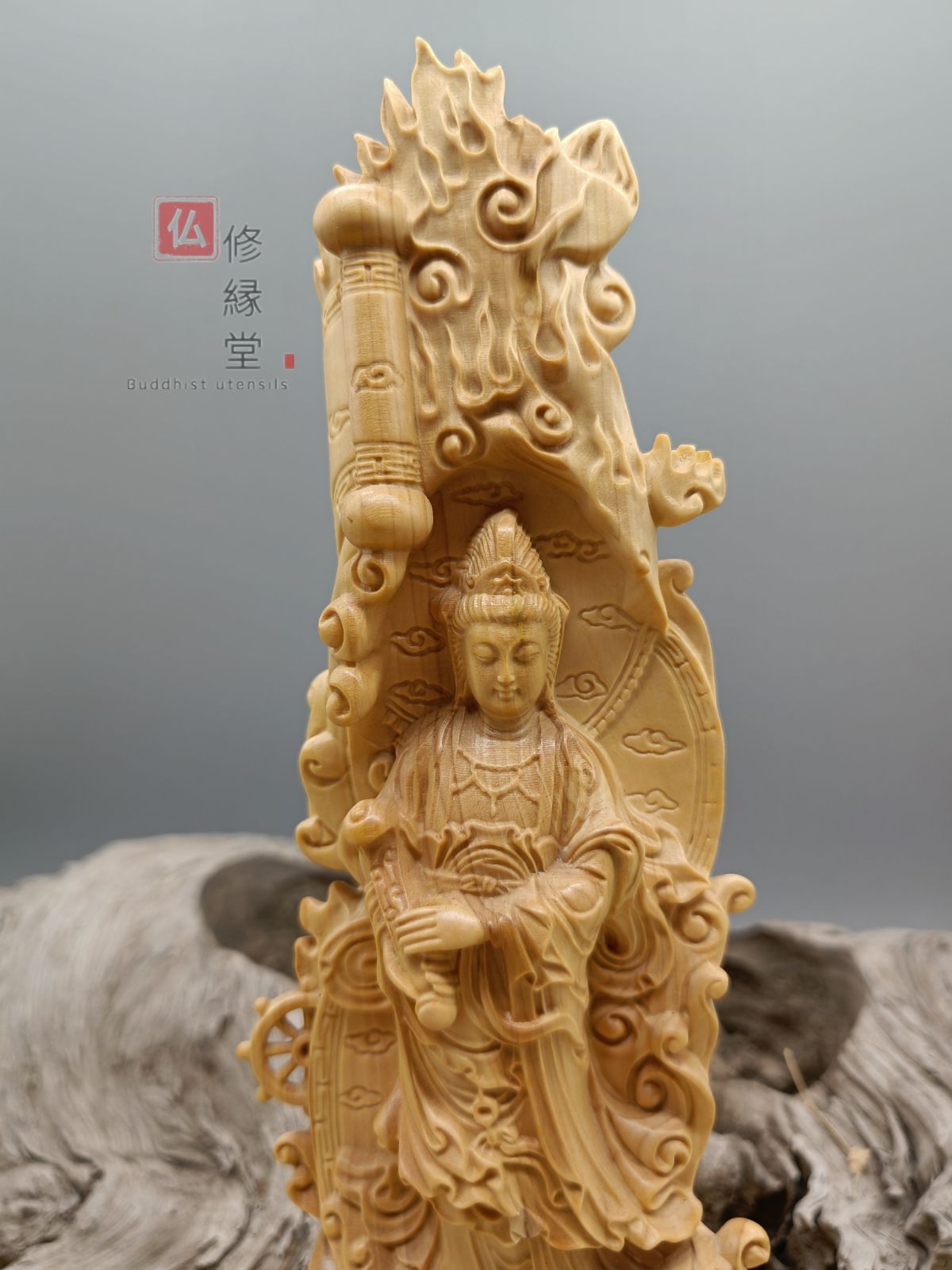 【修縁堂】極上品 木彫り 仏像 如意観音菩薩立像 崖柏 仏教美術 彫刻 一刀彫 修縁堂】極上品 木彫り 仏像 如意観音菩薩立像 崖柏 仏教美術