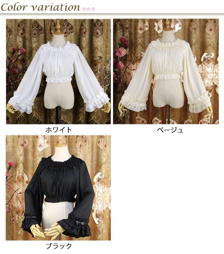 レディース シャツ 姫袖 ロリータ シフォンブラウス フリル