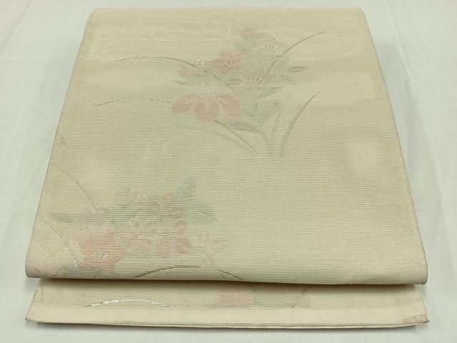 平和屋着物＊夏物　六通柄袋帯　流水短冊花文　金銀糸　正絹　逸品　DABD6691cm 平和屋着物＊夏物 六通柄袋帯 流水短冊花文 金銀糸 正絹 逸品