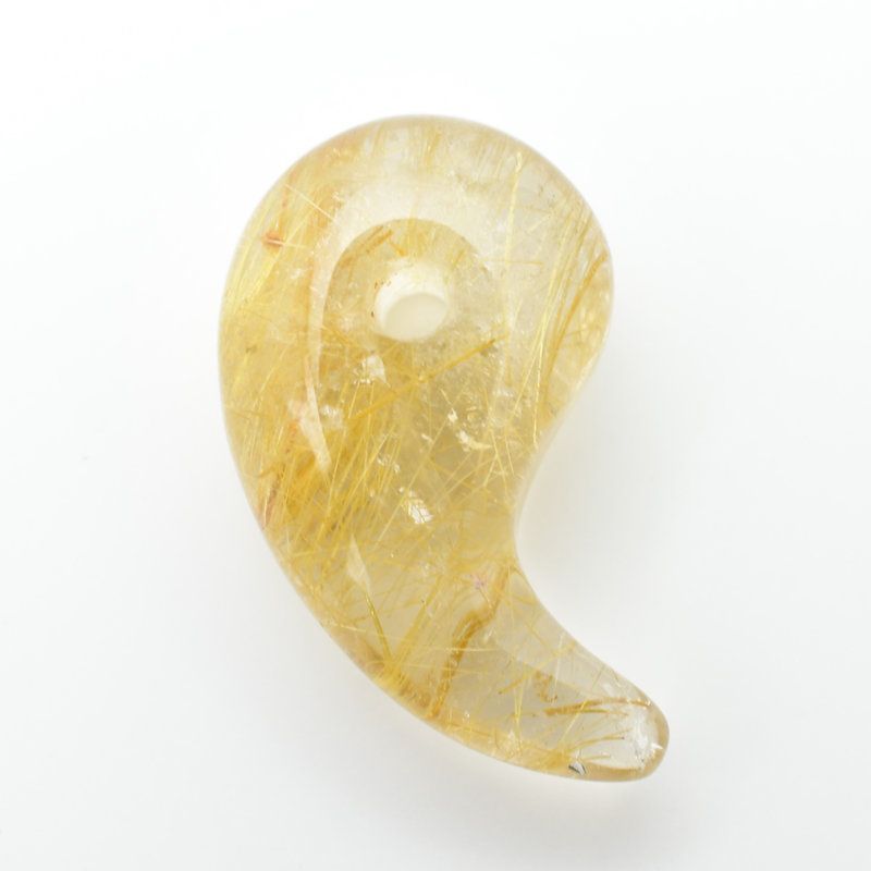 金針の流れが美しい 人気 勾玉 ゴールド ルチル クォーツ KMr59 お守り効果 力が宿る パワーストーン 勝負運 金運 目標達成 プレゼント 守護石 京海堂 天然石の卸 京の蔵