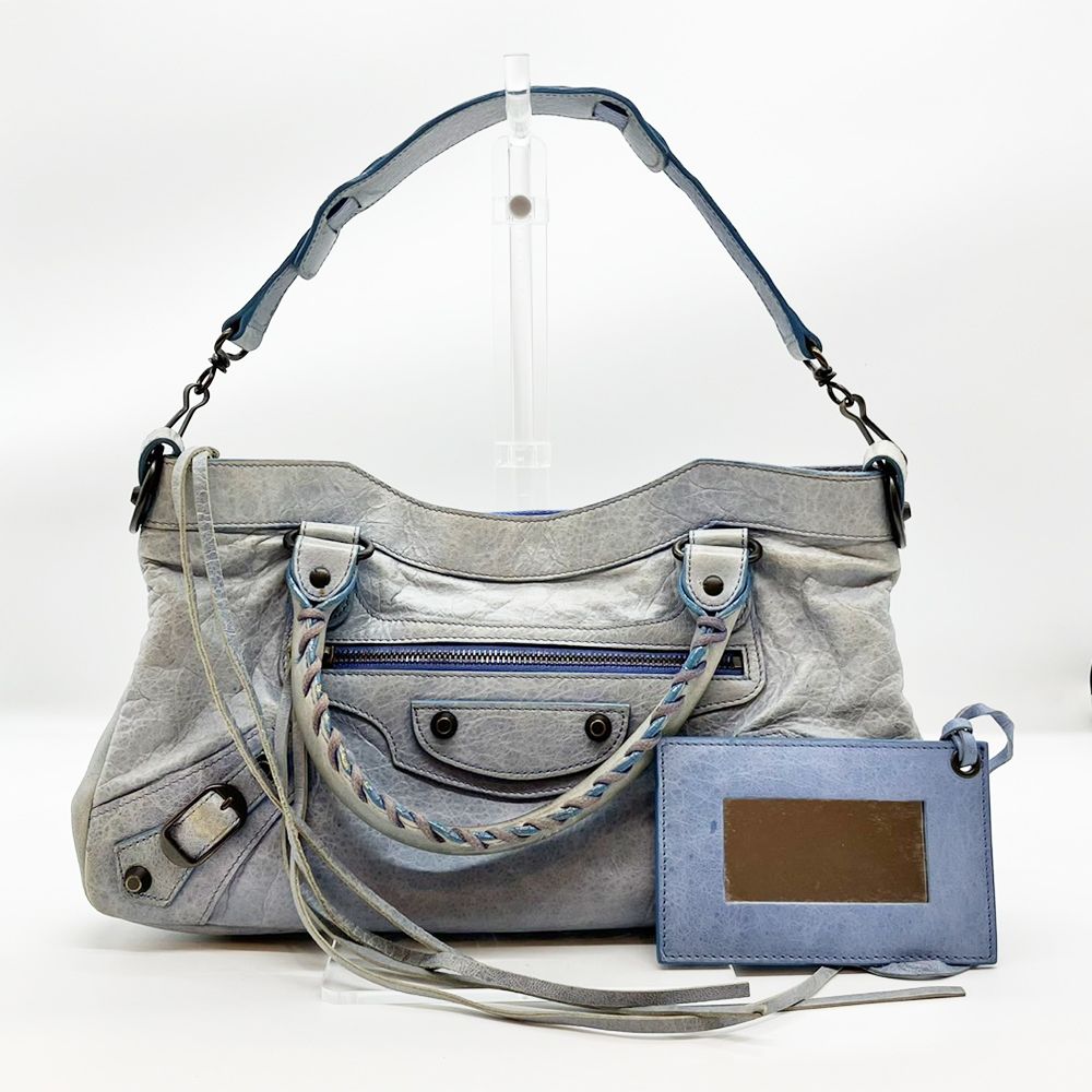 バレンシアガ ザファースト ハンドバッグ ブルー Bランク 103208 BALENCIAGA