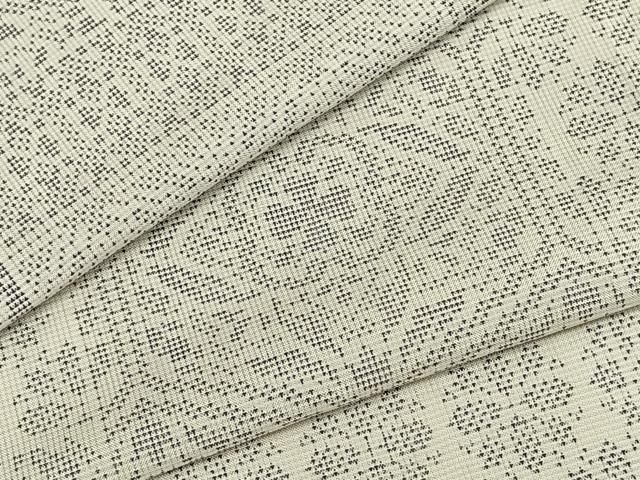 平和屋着物▽本場大島紬 白大島 単衣 9マルキ 色紙吉祥花文 正絹 AABA7766fy