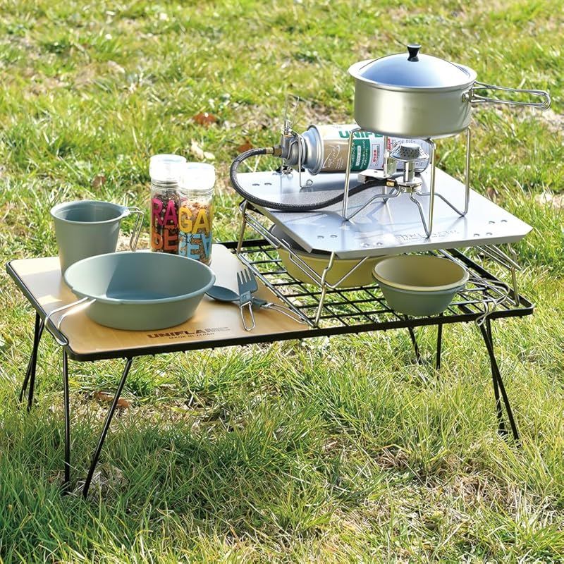 UNIFLAME フィールドラック3台+ステンレス天板　バッグなし UNIFLAME フィールドラック3台+ステンレス天板 バッグなし