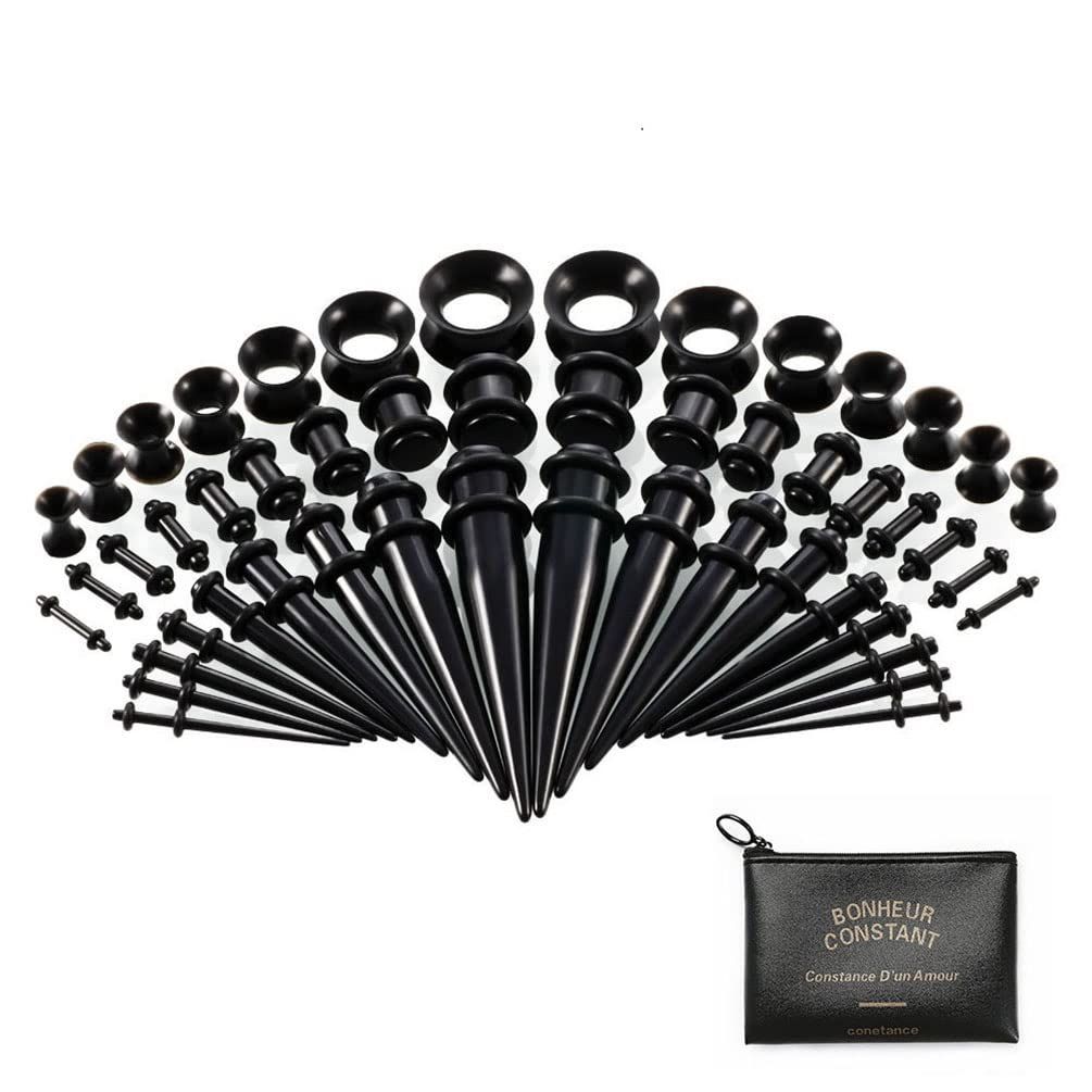 在庫セール アクセサリー ピアス ピアス 金属アレルギー対応 エキスパンダー キャッチ ゴム トンネル ダブルフ 14G-00G ボディピアス 男女兼用 シリコン製 アクリル 50点 セット 拡張器 Vogem
