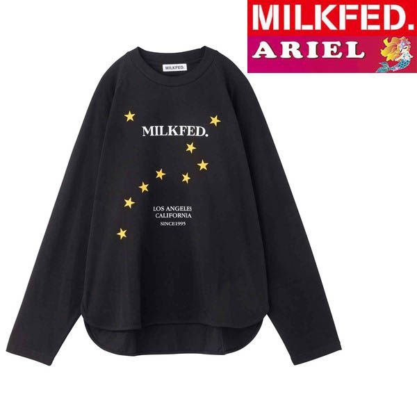 tシャツ Tシャツ ミルクフェド MILKFED レディース CONSTELLATION RAGLAN LS TOP 103231013006 ブラック  黒 長袖 ロンティー ロンティ ティシャツ ティーシャツ ロンt カットソー ラグランスリーブ