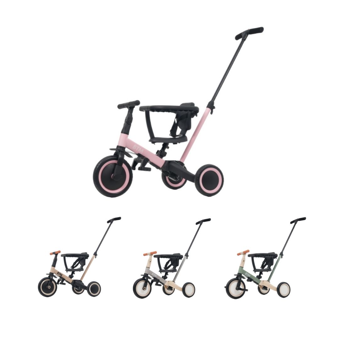 三輪車 足けりバイク 一台4役 ベビーカー かじとり 手押し棒付子供