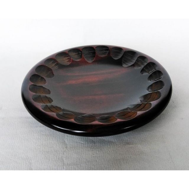 香川漆器 工芸品 魚文盛器 1本の木をくり抜いて作製 たのもしい木製器