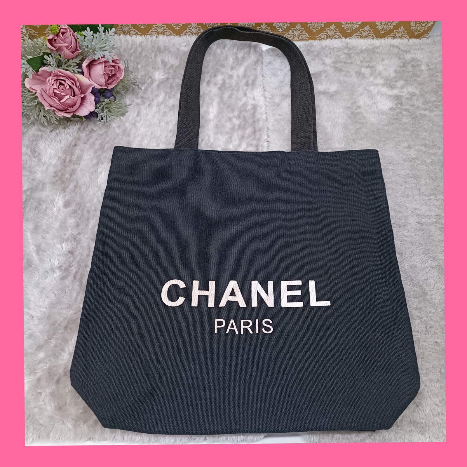 CHANEL 》 シャネル トートバッグ ノベルティ キャンバス地 ブラック