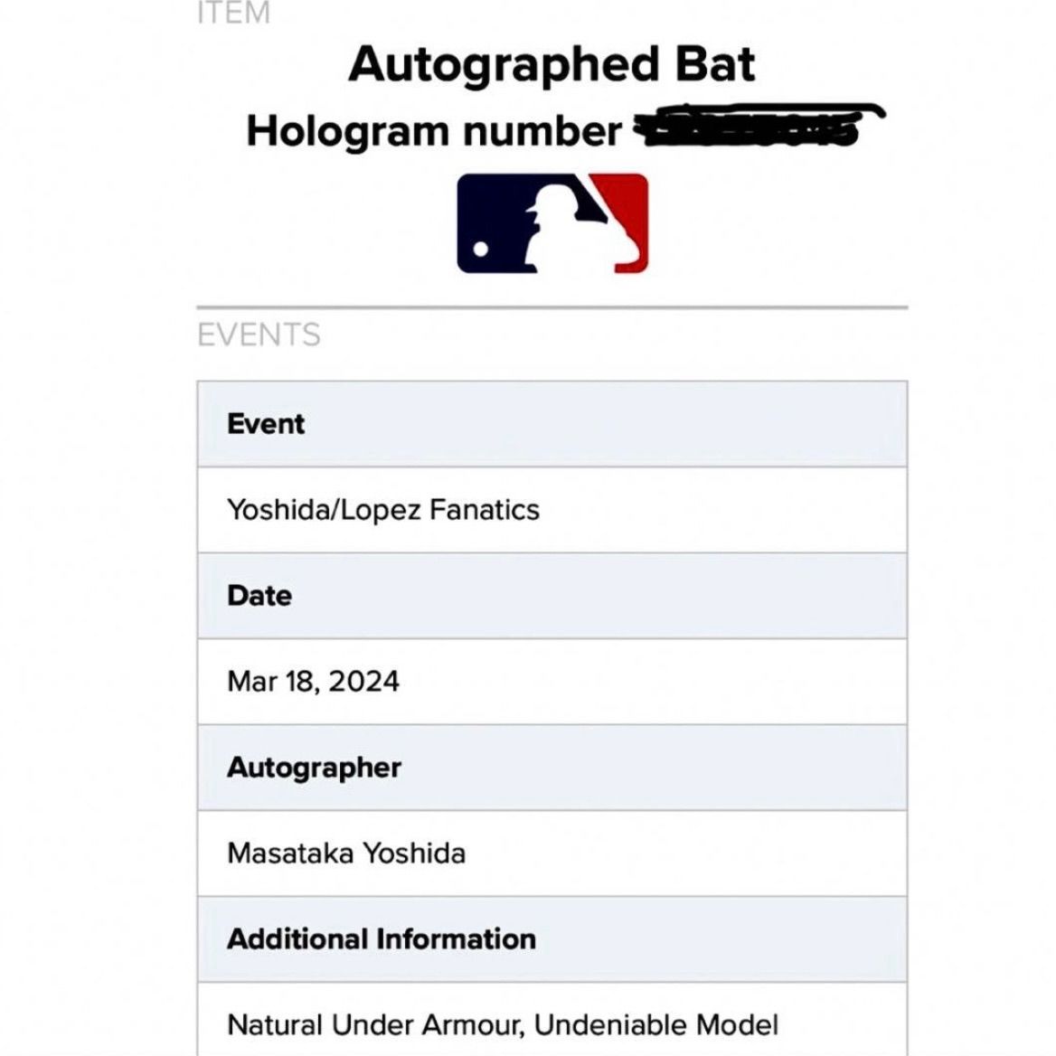 レッドソックス 吉田正尚 直筆サイン 本人仕様 バット Under