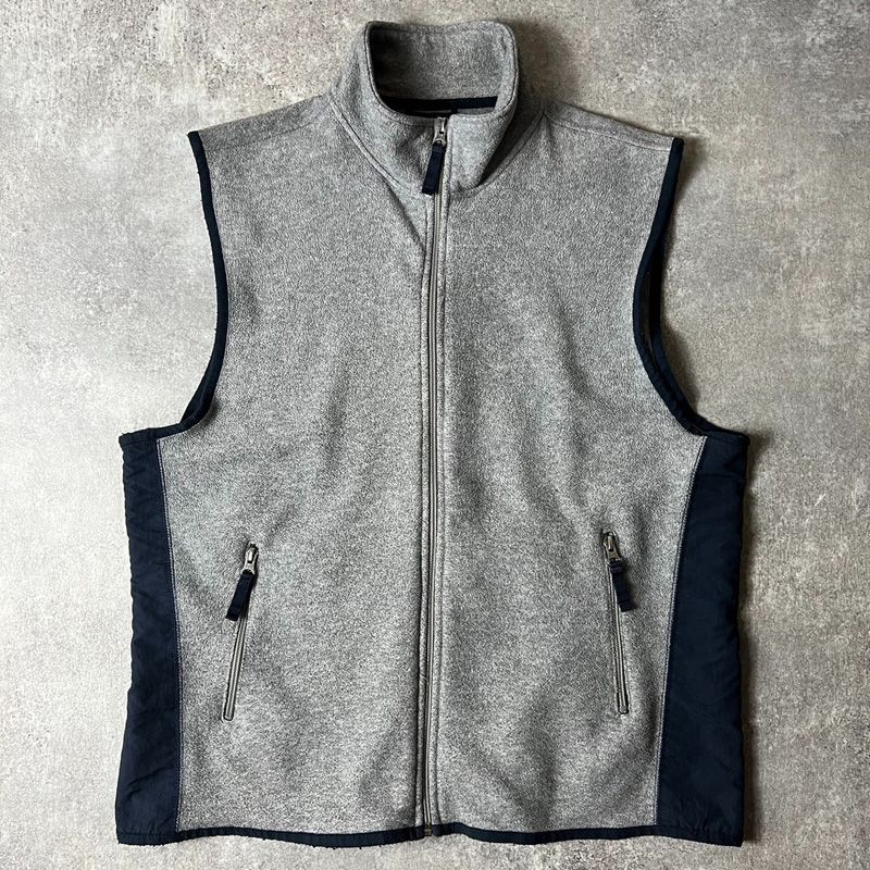 90s GAP フルジップ ナイロン 切替 フリース ベスト L / 90年代