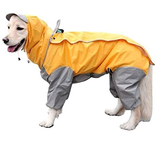 後（背）開き，_グレー黄色・26号 Isdy 犬用 レインコート ドッグウェア カッパ 散歩 雨用 ペット 小型犬 中型犬 大型犬 (後（背）開き， グレー黄色・26号)