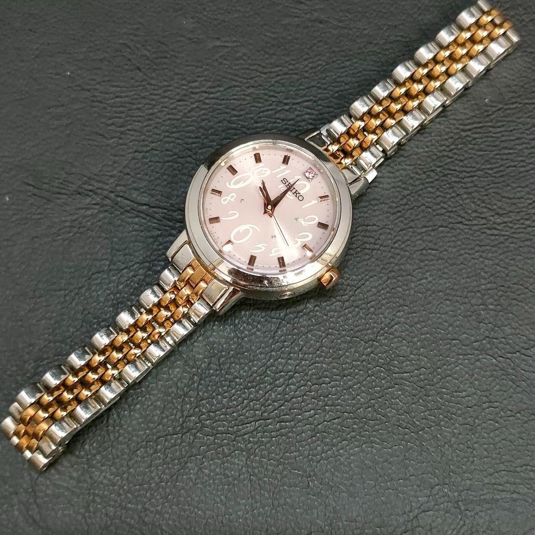 美品 稼働品 SEIKO セイコー 1Pダイヤ インデックス ピンク