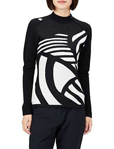 Size L_Color BK00 ブラック デサントゴルフ 22年秋冬モデル ゴルフ セーター モックネック ハーフジップ ジャガード レディース BK00 ブラック 日本サイズL相当