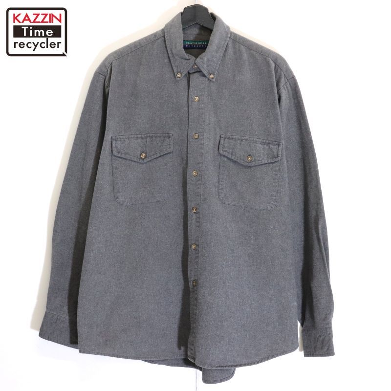 90s CLAYBROOKE 無地 ボタンダウン シャモアクロス 長袖シャツ メンズ 表記Lサイズ