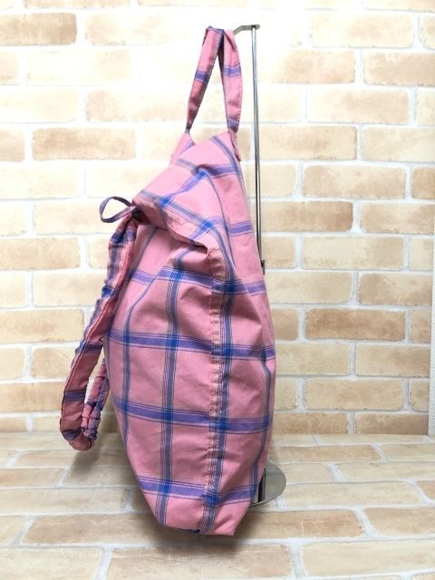 【中古】 ADAM ET ROPE アダムエロぺ チェックプリントギャザー2WAYトート 23SS ピンク系  111391333