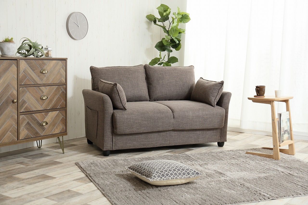 送料無料】収納付き2人掛けソファ クッション付き 収納付き