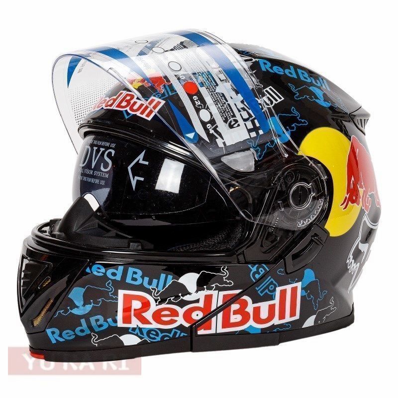 【新品未使用】激安人気システムヘルメット　バイクヘルメット フルフェイスヘルメットダブルレンズレッドブルー艶消し艶あり 48