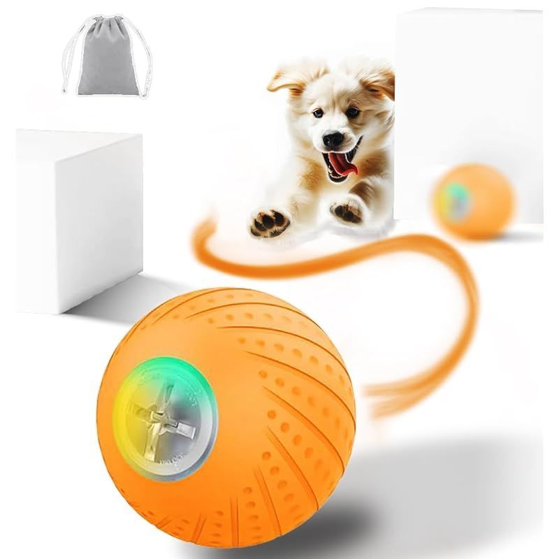 犬 ボール 自動 動く 電動 おもちゃ 光る 玩具 ウィキッド ボール わんちゃんの人気 プレゼント (オレンジ)